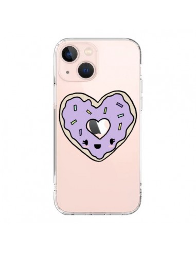 Cover iPhone 13 Mini Ciambella Cuore Viola Trasparente - Claudia Ramos