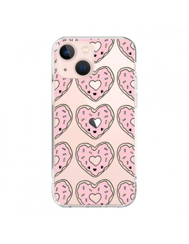 Coque iPhone 13 Mini Donuts Heart Coeur Rose Pink Transparente - Claudia Ramos