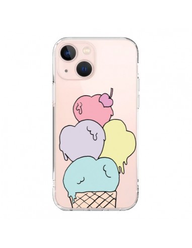 Coque iPhone 13 Mini Ice Cream Glace Summer Ete Coeur Transparente - Claudia Ramos
