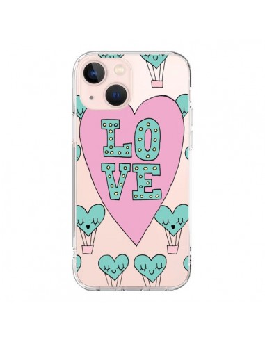 Coque iPhone 13 Mini Love Nuage Montgolfier Transparente - Claudia Ramos