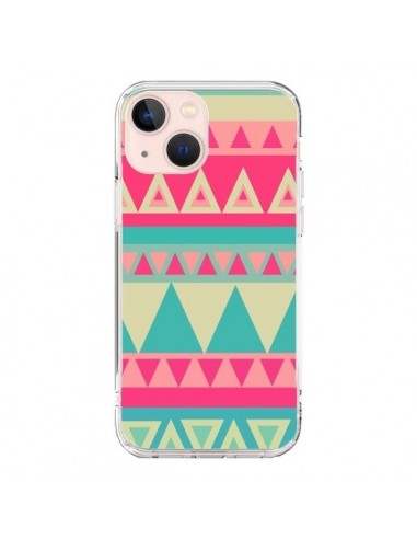 Coque iPhone 13 Mini Azteque Rose Vert - Eleaxart