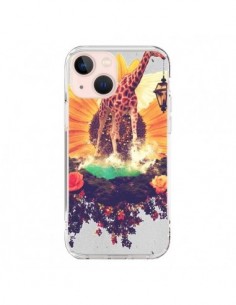 iPhone 13 Mini Case Giraffe Flowers - Eleaxart