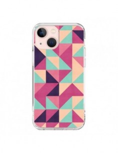 Coque iPhone 13 Mini Azteque Triangle Rose Vert - Eleaxart