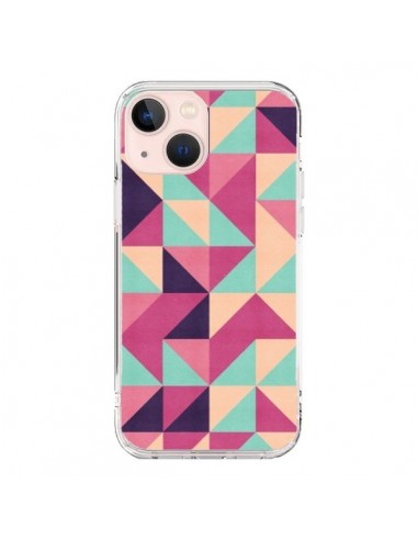 Coque iPhone 13 Mini Azteque Triangle Rose Vert - Eleaxart