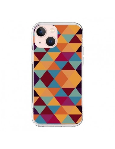 Coque iPhone 13 Mini Azteque Triangle Orange - Eleaxart