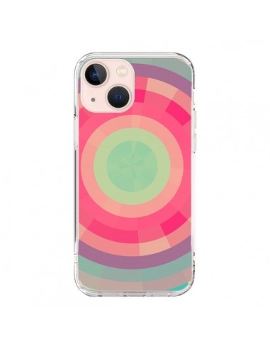 Coque iPhone 13 Mini Spirale de Couleurs Rose Vert - Eleaxart