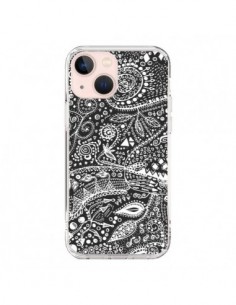 Cover iPhone 13 Mini Azteco Bianco e Nero - Eleaxart
