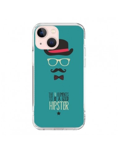 Coque iPhone 13 Mini Chapeau, Lunettes, Moustache, Noeud Papillon To Be a Good Hipster - Eleaxart