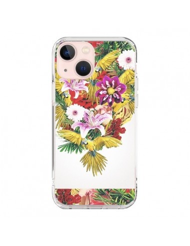 Cover iPhone 13 Mini Parrot Floral Pappagallo Fiori - Eleaxart