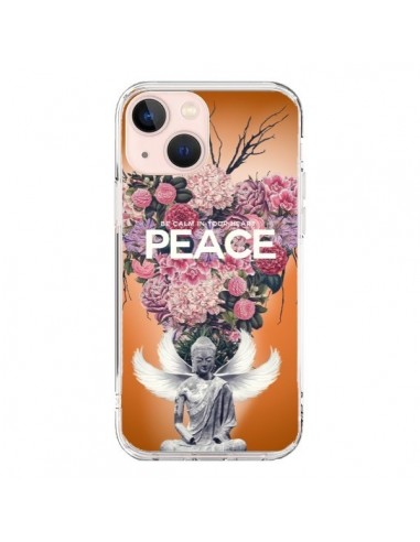 Coque iPhone 13 Mini Peace Fleurs Buddha - Eleaxart