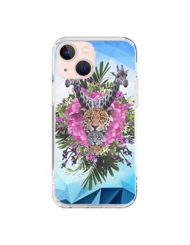 Cover iPhone 13 Mini Giraffe Leoni Tigri Giungla - Eleaxart