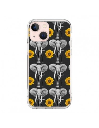iPhone 13 Mini Case Elephant Sunflowers - Eleaxart