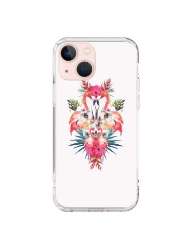 Coque iPhone 13 Mini Tropicales Flamingos Tropical Flamant Rose Summer Ete - Eleaxart