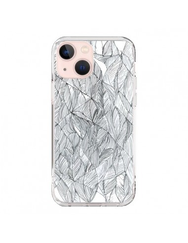 iPhone 13 Mini Case Leaves Black and White - Léa Clément