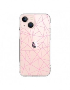 Coque iPhone 13 Mini Lignes Triangle Rose Transparente -...