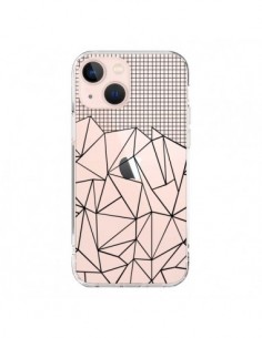 Coque iPhone 13 Mini Lignes Grille Grid Abstract Noir...