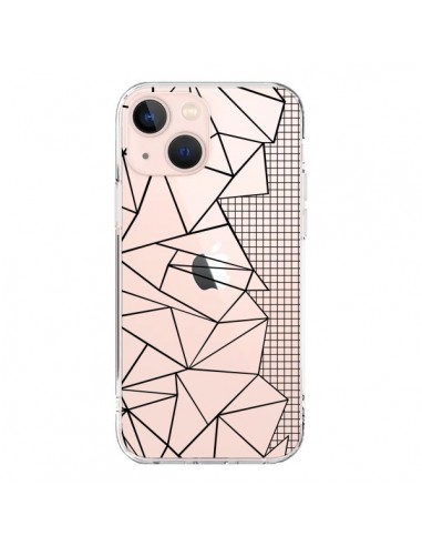 iPhone 13 Mini Case Lines Side Grid Abstract Black Clear - Project M