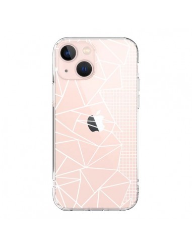 Coque iPhone 13 Mini Lignes Grilles Side Grid Abstract Blanc Transparente - Project M