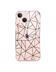 Coque iPhone 13 Mini Lignes Triangles Grid Abstract Noir...