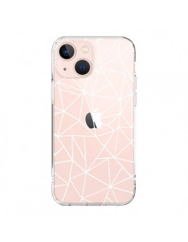 Cover iPhone 13 Mini Linee Triangoli Grid Astratto Bianco Trasparente - Project M