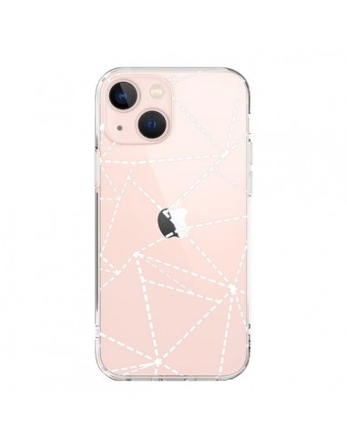 Coque iPhone 13 Mini Lignes Points Abstract Blanc Transparente - Project M