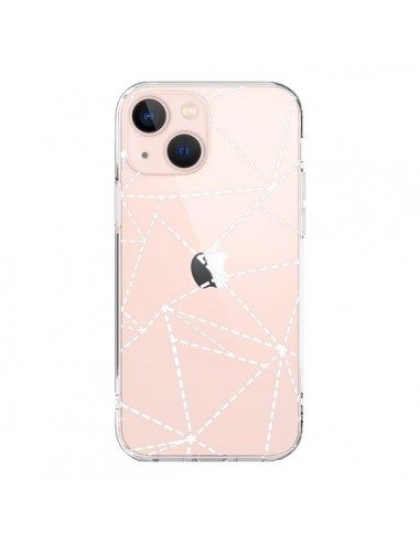 iPhone 13 Mini Case Lines Points Abstract White Clear - Project M