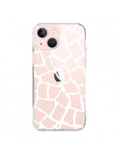 Cover iPhone 13 Mini Giraffa Mosaico Bianco Trasparente - Project M