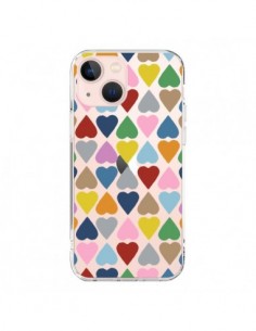 Coque iPhone 13 Mini Coeurs Heart Couleur Transparente -...