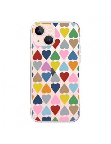 Coque iPhone 13 Mini Coeurs Heart Couleur Transparente - Project M
