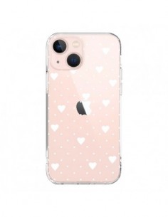 Cover iPhone 13 Mini Punti Cuori Bianco Trasparente -...