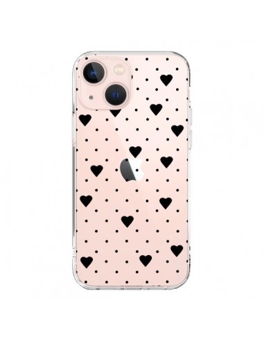 Coque iPhone 13 Mini Point Coeur Noir Pin Point Heart Transparente - Project M