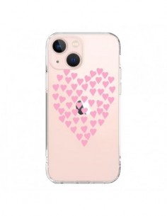 Coque iPhone 13 Mini Coeurs Heart Love Rose Pink...