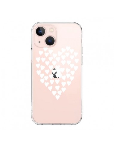 Coque iPhone 13 Mini Coeurs Heart Love Blanc Transparente - Project M