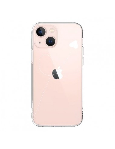 Cover iPhone 13 Mini Travel to your Heart Bianco Viaggio Cuore Trasparente - Project M