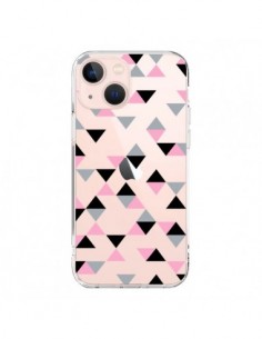 Coque iPhone 13 Mini Triangles Pink Rose Noir...
