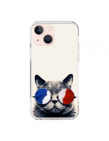 Coque iPhone 13 Mini Chat à lunettes françaises - Gusto NYC