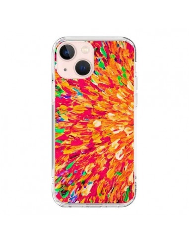 Coque iPhone 13 Mini Fleurs Oranges Neon Splash - Ebi Emporium