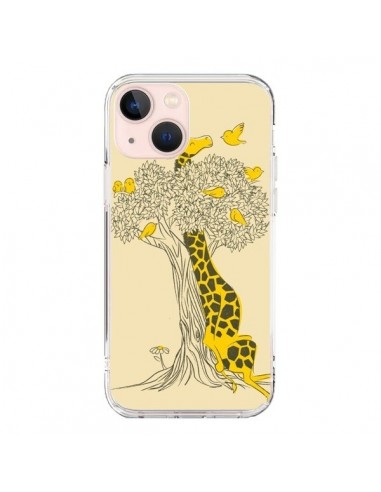Coque iPhone 13 Mini Girafe Amis Oiseaux - Jay Fleck