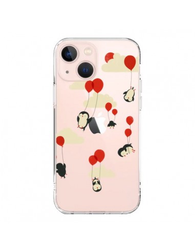 Coque iPhone 13 Mini Pingouin Ciel Ballons Transparente - Jay Fleck