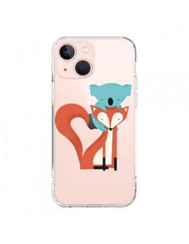 Coque iPhone 13 Mini Renard et Koala Love Transparente - Jay Fleck