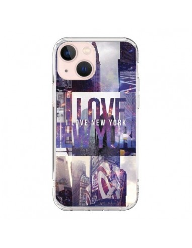Coque iPhone 13 Mini I love New Yorck City violet - Javier Martinez