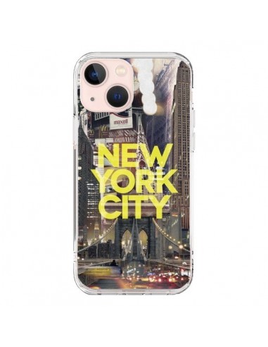 Coque iPhone 13 Mini New York City Jaune - Javier Martinez