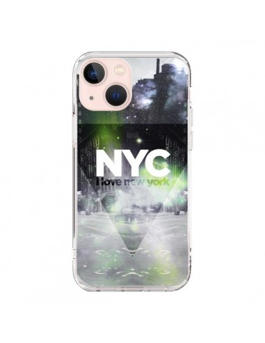Coque iPhone 13 Mini I Love New York City Vert - Javier Martinez