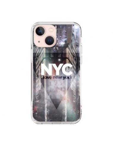 Coque iPhone 13 Mini I Love New York City Violet - Javier Martinez