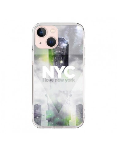 Coque iPhone 13 Mini I Love New York City Gris Vert - Javier Martinez