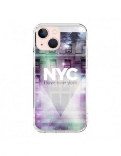Cover iPhone 13 Mini I Love New York City Viola Verde -...