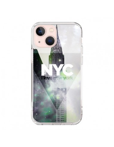 Coque iPhone 13 Mini I Love New York City Gris Violet Vert - Javier Martinez