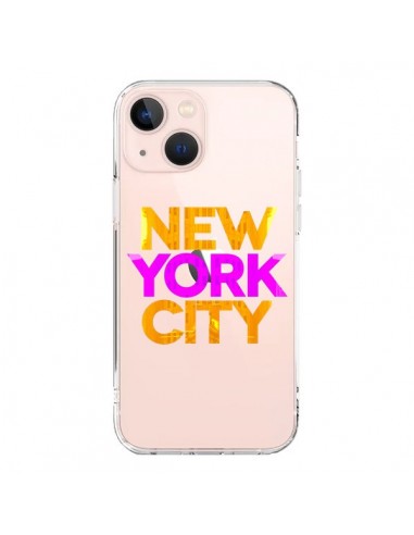iPhone 13 Mini Case New York City NYC Orange Pink Clear - Javier Martinez