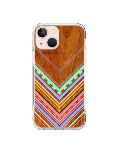 Cover iPhone 13 Mini Azteco Arbutus Pastel Legno Aztec Tribal - Jenny Mhairi