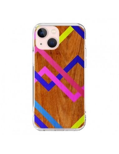 iPhone 13 Mini Case Pink Yellow Wood Aztec Tribal - Jenny Mhairi